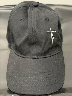 Black Embroidered Faith Baseball Cap - Men Women